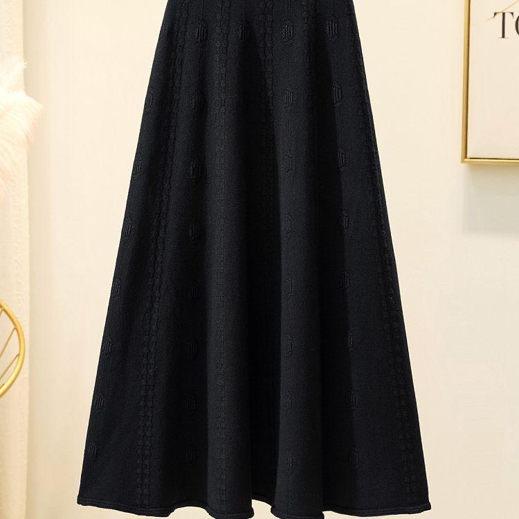 

Осень и Зима Вязаная Юбка-зонт А-силуэта средней длины, вязаная длинная юбка с характером 3XL