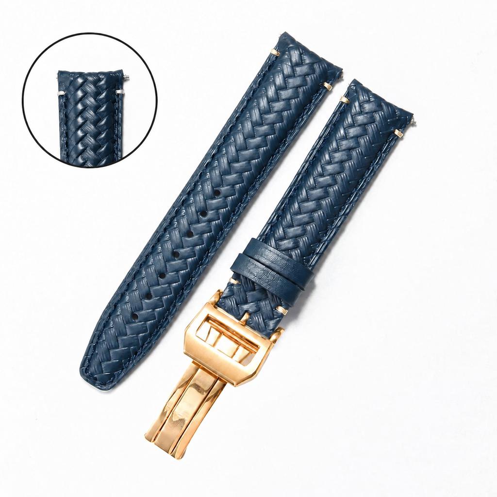 FOR IWC Watch Strap Knit Pattern Curved End Replacement Band for Portugieser Chronograph Portugieser 7 Portofino Pilot Watch