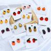 Cute Fruits Vegetable Resin Stud Earrings For Women Cute Summer Cherry Avocado Lemon Shaped Girl Ear Jewelry Gifts