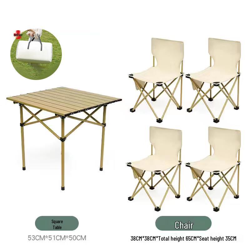 ZISIZ Outdoor Portable Folding Camping Table and Chair Set
