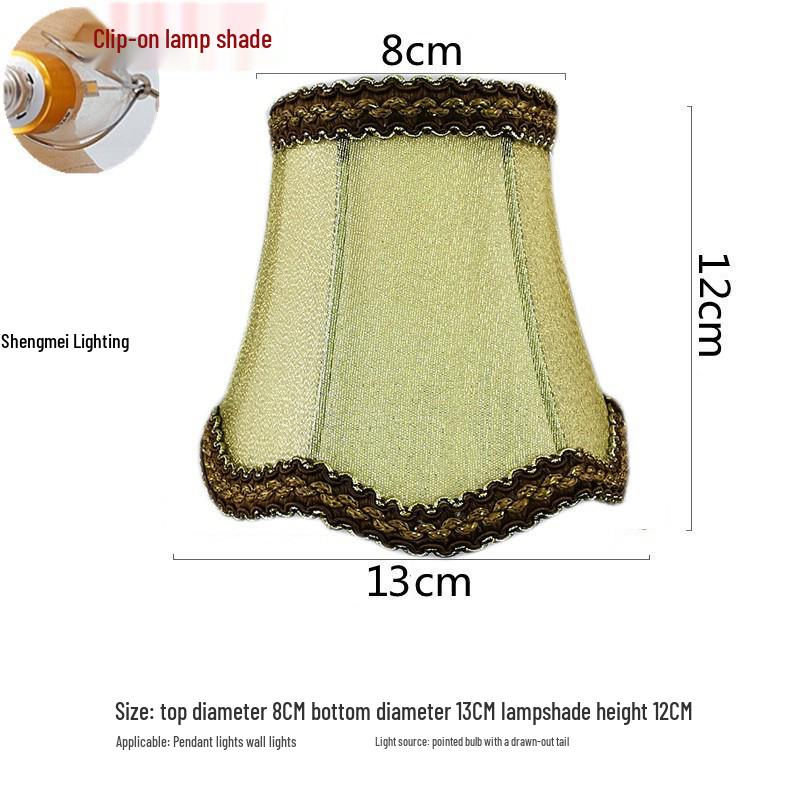 European Crystal Chandelier Fabric Lampshade, Clip-On, E27 Large Base, E14 Candle Bulb, Wall Light Shell Shade