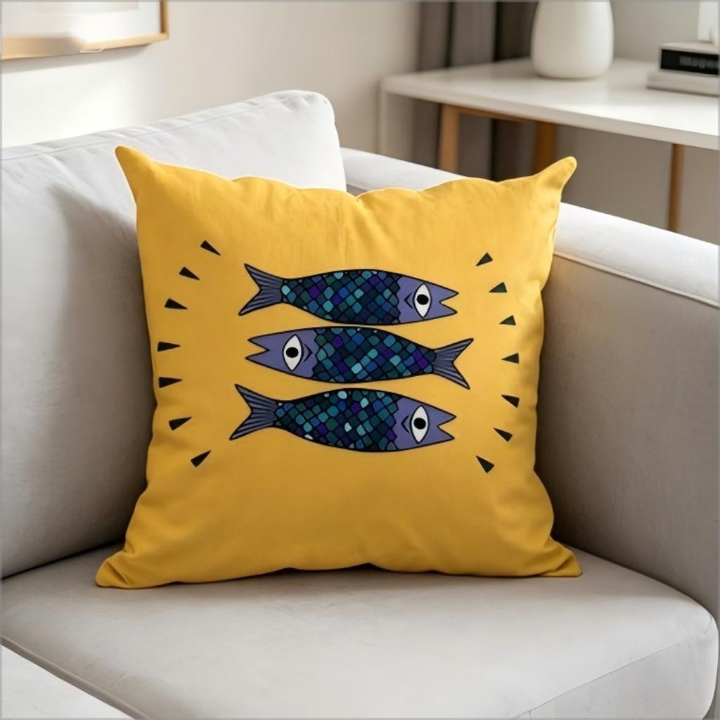 Bohemian Sardine Print Pillow Cover Retro Fish Can Cushion Case Home Decorative Throw Pillow Cover For Sofa Bedroom Home