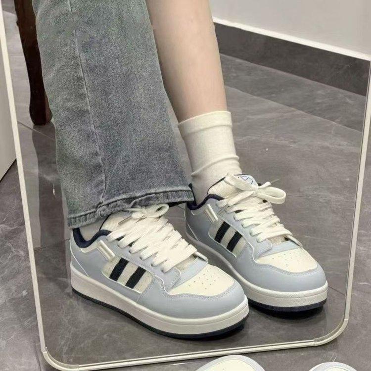 

Хлебные туфли Гонконгский стиль нишевый дизайн кеды женские ins тренд 2025 осень новые интернет-знаменитость универсальные повседневные белые туфли 40 светло-синий