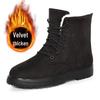 Korean Style High-top Snow Boots for Men and Women, Plus Size, with Velvet Lining and Front Lace-up.