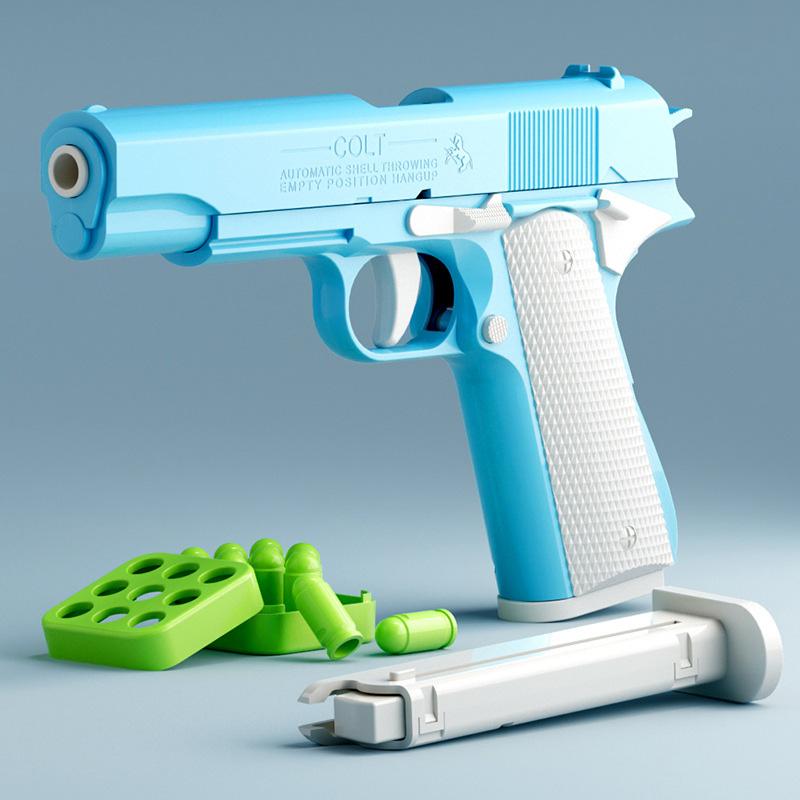 Non-Firing 1911 Toy Gun Replica - Purple and Green with Yellow Accents, Plastic Body, Includes Bullets - Safe Outdoor Play Handgun Model, Gun Toy