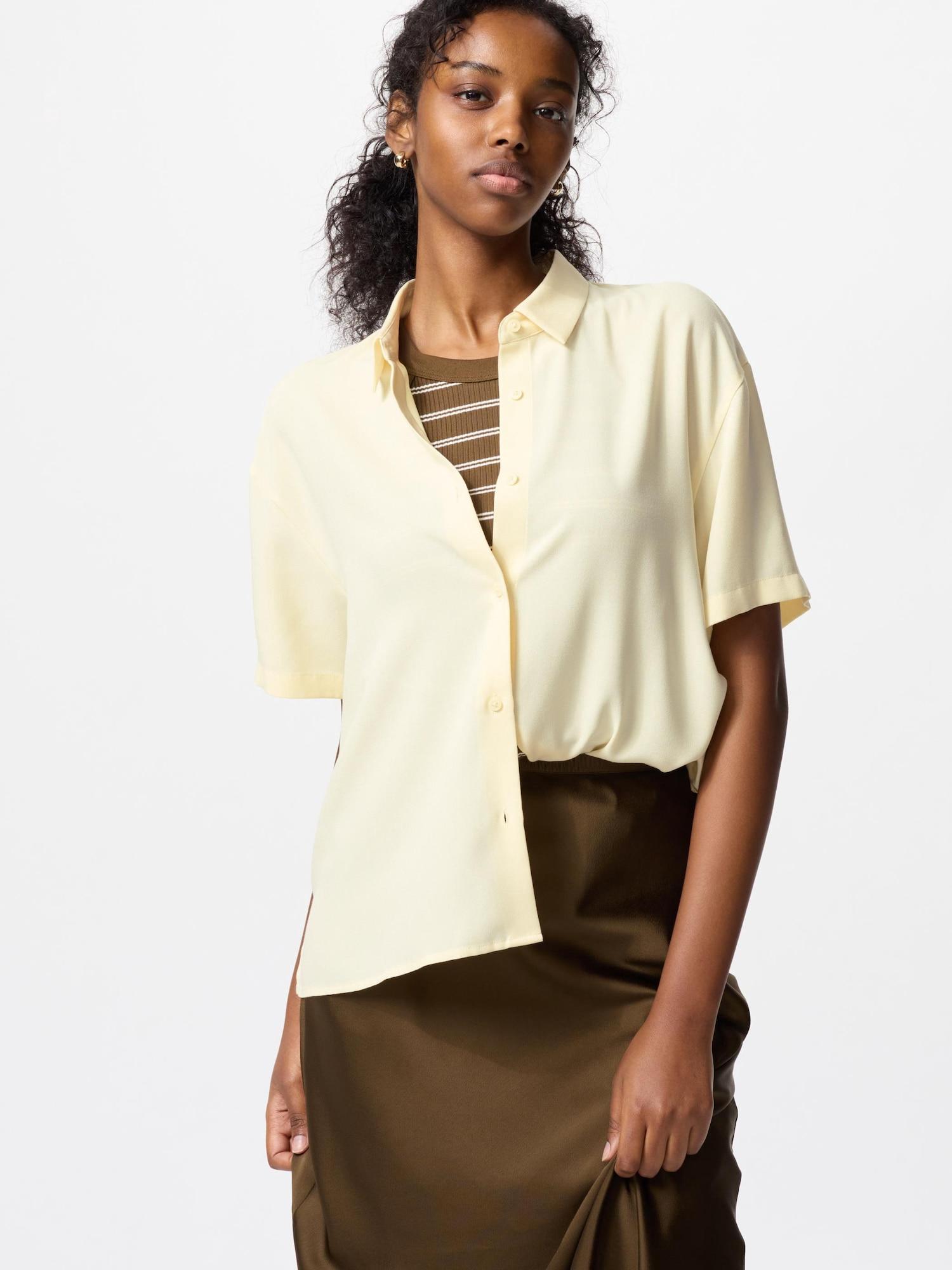 

Блузка Uniqlo из искусственного шелка с коротким рукавом 41 YELLOW/WOMEN M