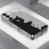 Cute Cartoon Cat Silver Plated Glass Phone Case Suitable for Samsung Galaxy S26 S25 S24 S22 S21 S20 FE/Ultra/Plus Anti Fall