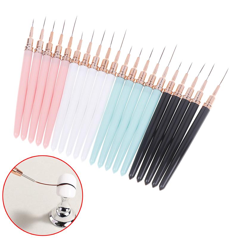 1/5Pcs 7/9/11/15/25Mm Nail Liner Brush Set Drawing Lines Stripe Painting Flower Pen Nail Art Manicure Metal Handle