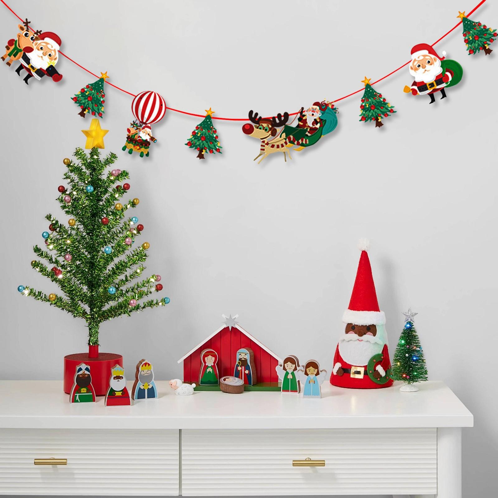 

Рождественские флаги и украшения для торговых центров и магазинов, рождественские украшения, атмосфера, подвесные украшения из ткани One Size