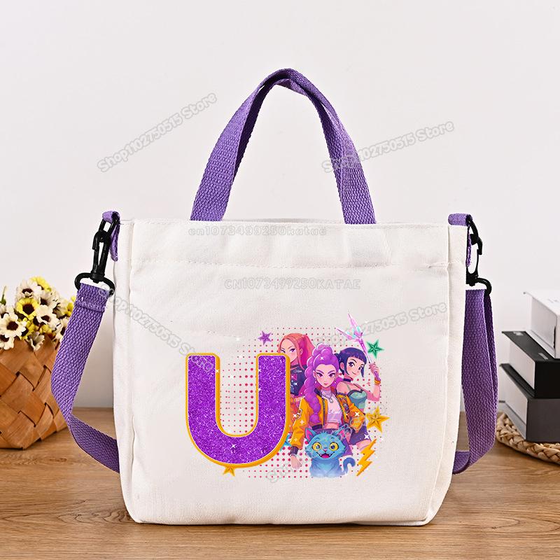 Schöne KPop Dämonenjäger Canvas Umhängetasche Multifunktionale Damen Handtasche Cartoon Mädchen Tragetasche Studenten Schultasche Damen Stoff Umhängetasche