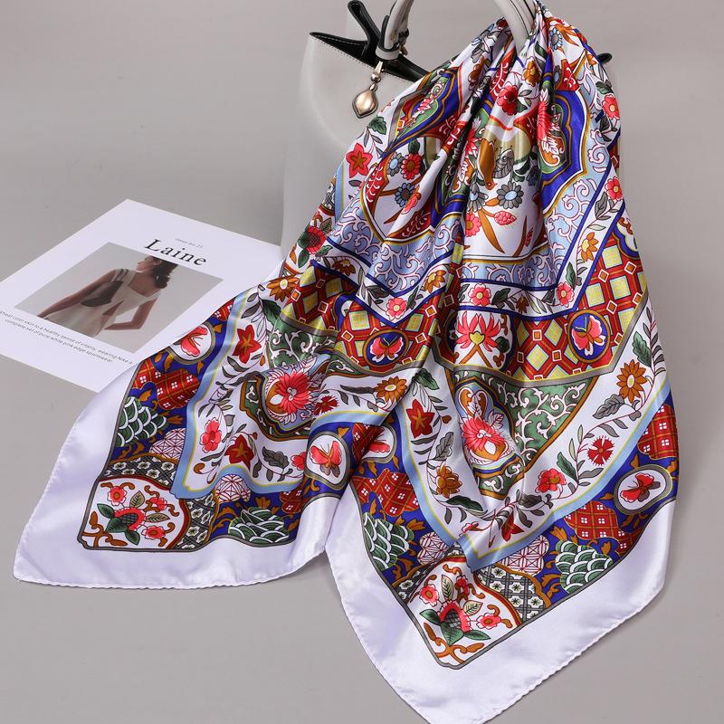 90 Square Scarves, Silk Scarves, Women's New Spring and Summer High-end Sense Versatile, Thin Scarves, Shawls Outside