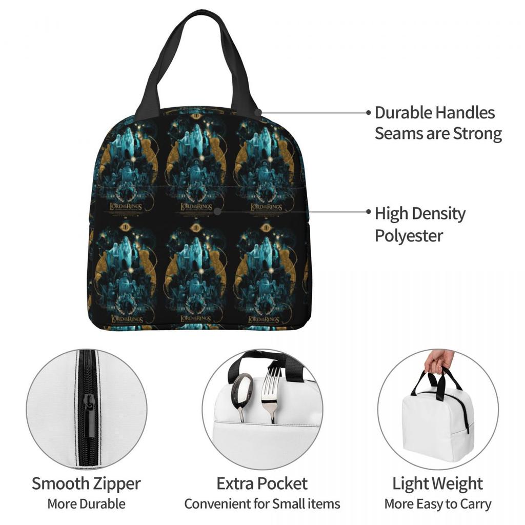 The L-Lord Of The Rings Magic Movie Insulated Lunch Bag for Women Office Cooler Thermal Food Box Tote Lunch Boxes Container