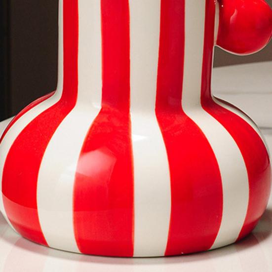 Colorful Striped Vase Ceramic Vase with Handle Desktop Decorative Vase for Flower Arrangement Living Room Bedroom Decor