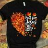 Black Christian Heart T Shirt Fall For Jesus Never Leaves Vintage Comfortable Versatile Unisex Designer Clothes Graphic