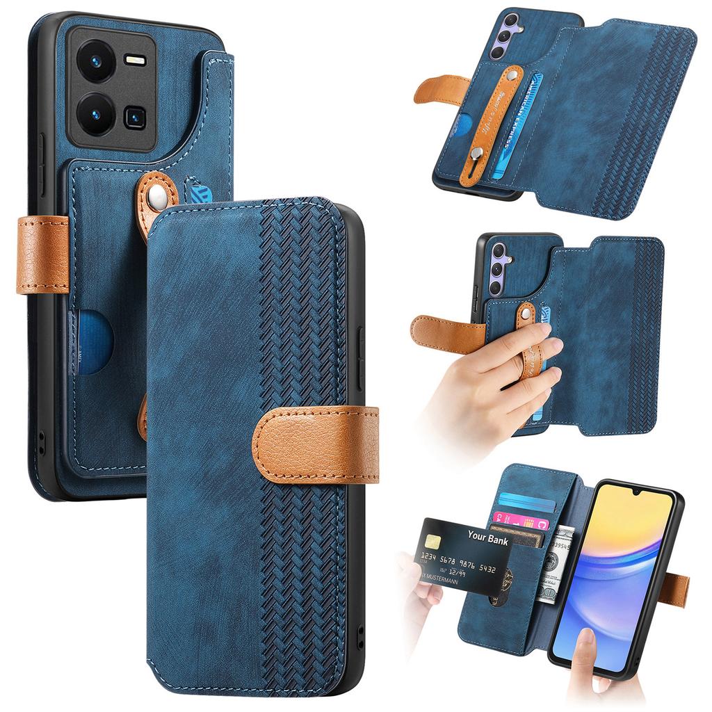 Ultimate Shockproof Wallet Case for Vivo series.Y02/Y02s/Y11/Y17/Y15/Y12/Y3/Y15S/Y10/Y16/Y20/Y21/Y35...| Card Holder + Stand + RFID Protection