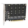 M.2 PCIE Adapter, Adapter Card 4-Port M.2 NVMe SSD To PCIEX 16M Key Hard Drive Converter Reader Expansion Card (PH44)