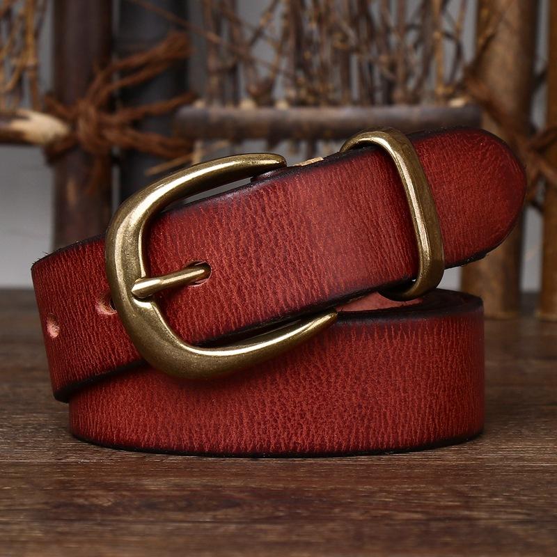 Fashionable Leather Belt Genuine Leather Pin Buckle Retro Old Korean Style Versatile Men and Women's Trouser Belt