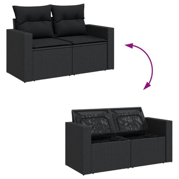 VidaXL Garden Lounge Set with Cushions 10 Pcs, Patio Sofas, Patio Furniture Set, Outdoor Furniture, Black 3256664