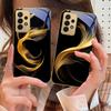 Floating Golden Ribbon For Samsung A 01 52S A04 A05S A10 A12 13 22 23 24 36 42 M02 Note 10 20Ultra 8 9 Golden Glass Phone Case