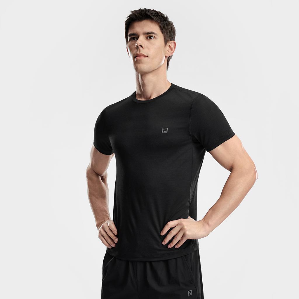 Fila Fitness Minimalist Sports Training Comfortable Versatile Breathable Short Sleeve T-Shirt Men Tops Black A51M621109FBK