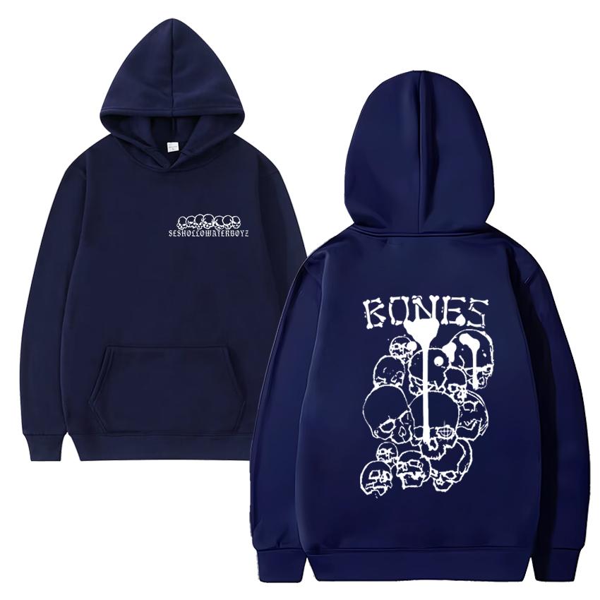 Hot Sale 90s Hip Hop Skull Print Hoodie 2024 Men Women Vintage Y2k Casual Streetwear Unisex Black Fleece Long Sleeve Sweatshirt