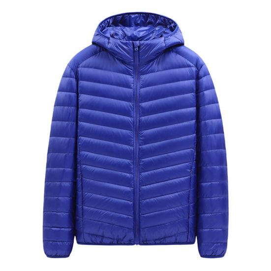 Men Down Coat Hooded Lightweight Warm Winter Jacket Long Sleeve Zipper Closure Windproof Cold Weather Outerwear