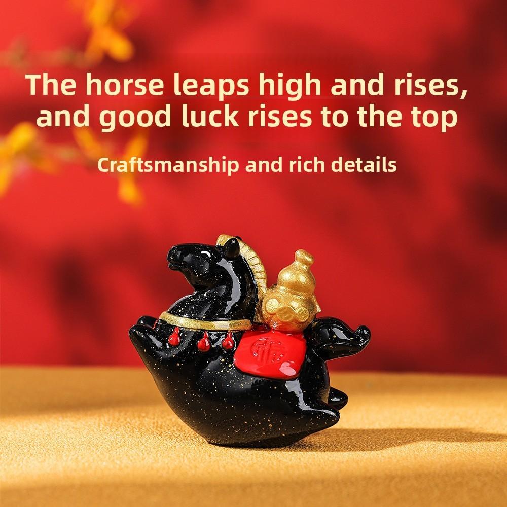 Chinese Style Nianhao Large Prosperity Horse Resin Figurine Gift For Celebrations And Events