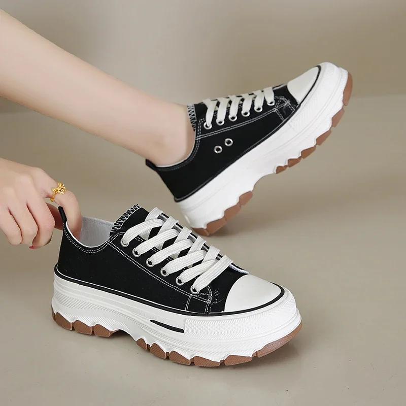 Canvas Shoes Women Sneakers Platform Shoes  New Running Designer Shoes White Outdoor Casual Walking Flats  De Mujer