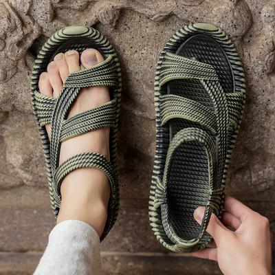 Heren Zomer Outdoor Hol Ademend Sandalen Retro Antislip Slijtvast Sport Strand Schoenen