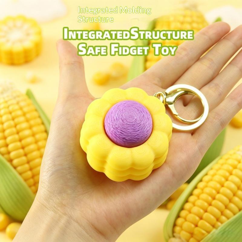 3D Printed Corn Clicker Keychain Durable Stress Relief Fidget Toy Crisp Click Sound for ADHD Kids Adults Relaxing