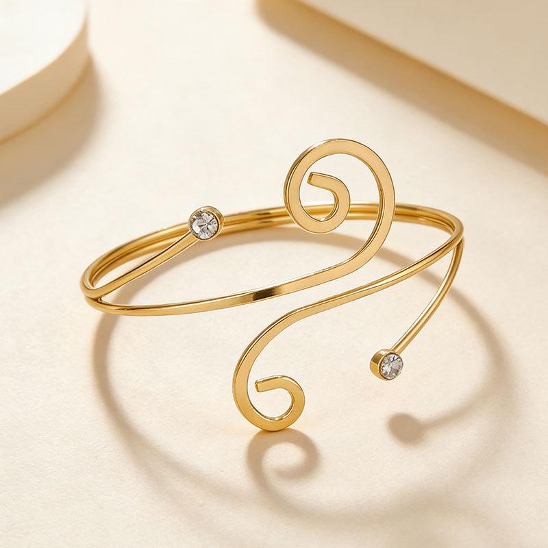 Women’s Fashion Diamond Studded Geometric Open Cuff Bracelet