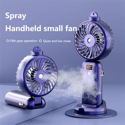 Sprejový ruční ventilátor Digitální displej Skládací Závěsný krk USB Nabíjecí Doplňovač vody Studený ventilátor Miniventilátor pro venkovní cestování