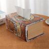 Retro European Simulation Book Tissue Box Wooden Coffee Table Napkin Storage Box Living Room Decoration Leather Tissue Organizer