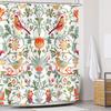 Vintage Garden Art Floral Shower Curtain, Heavy Weight Fabric, Washable Bath Curtains for Bathroom