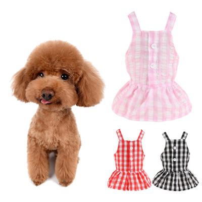 Pet Dress Plaid Pattern Sleeveless Friendly To Skin Non-Irritation Easy-wearing Decorative Polyester Cat