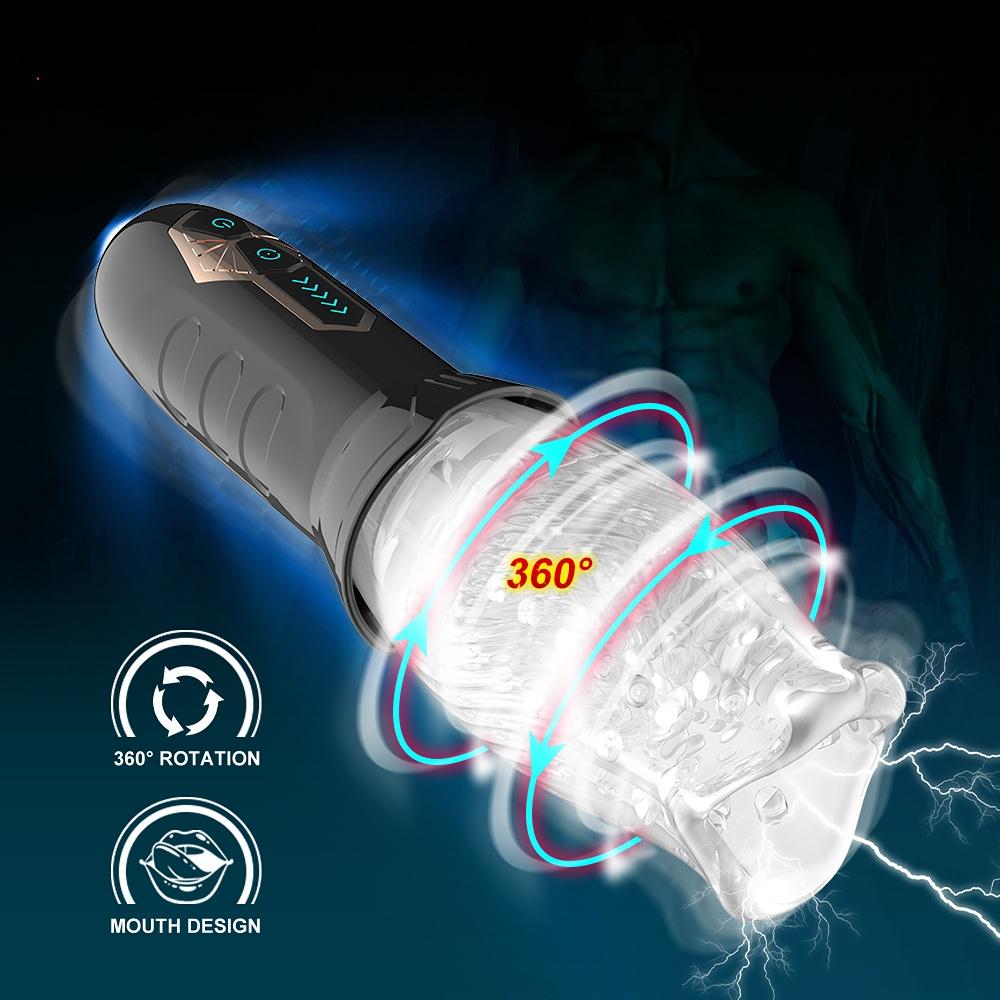 Mužský masturbátor Cup Automatický orální sexuální trenažér Vagina pro muže Sací stroj 360° Rotace Vibrátor Glans Stimulace Sexuální hračky
