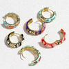 Bunte Emaille Blume Gänseblümchen Chunky Runder Kreis Creolen Ohrringe Weiblich Goldfarbe Kupfer Ohrstecker Huggies Schmuck für Frauen