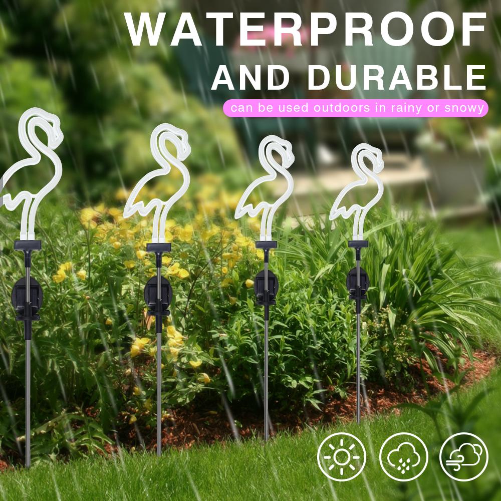 Flamingo Solar Garden Lights Outdoor Decor Waterproof Lawn Light Pathways Patio Decoration Stake Lights Holiday Supplies