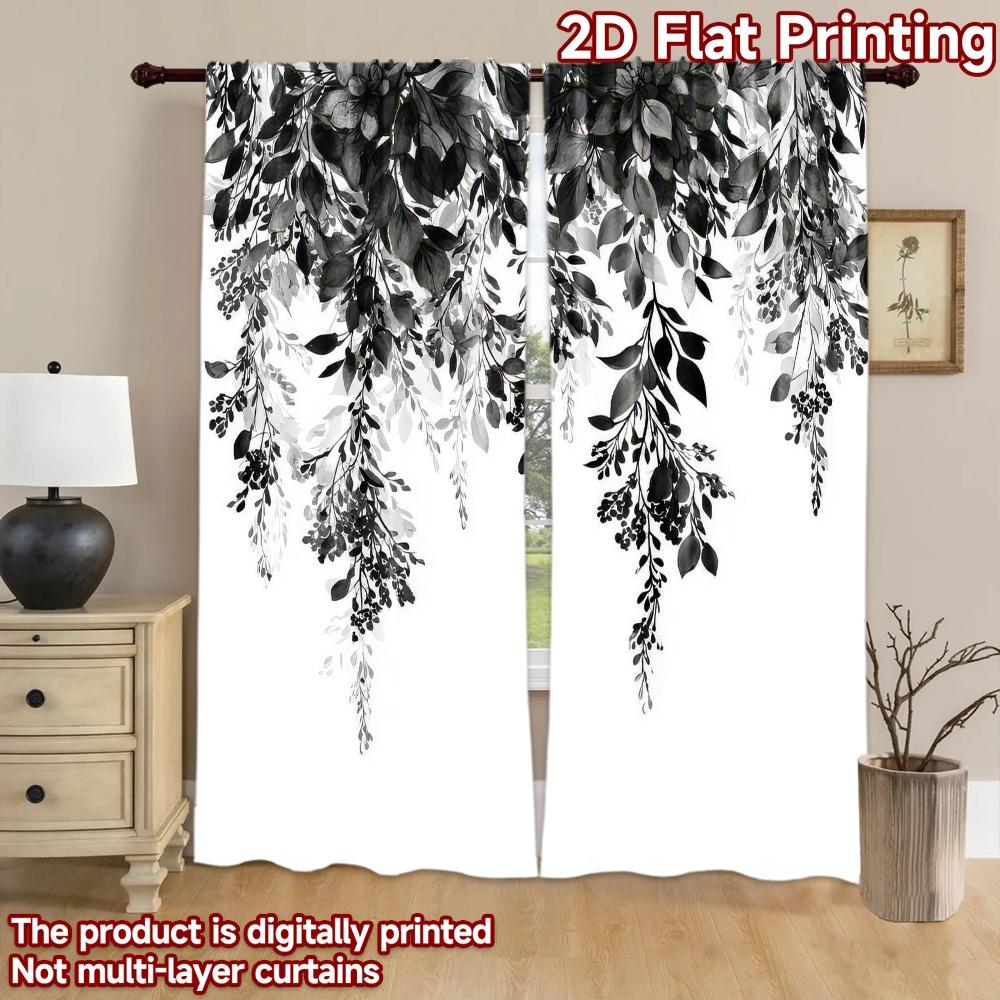 2D flat Photography Backdrop Photography Backdrop Black and White Foliage 100% Polyester Vibrant Reunion for Holiday home