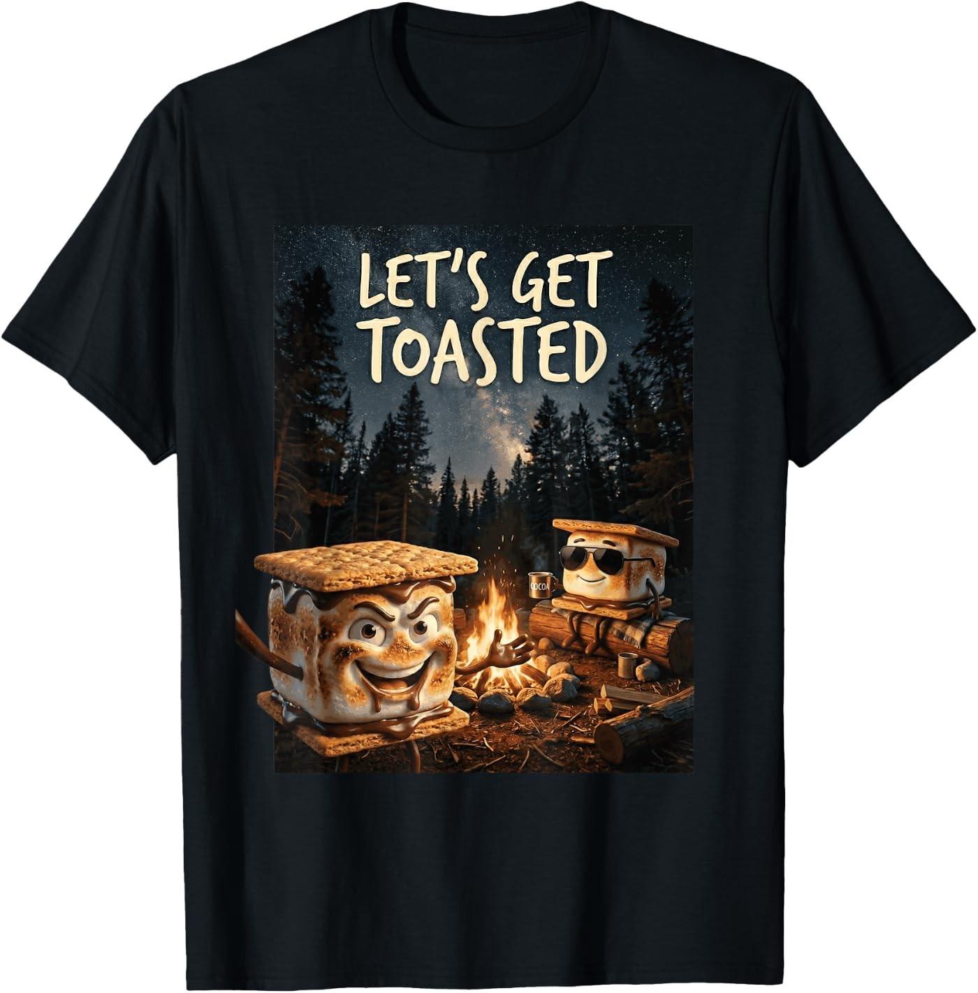 Let s Get Toasted Camping S Mores Marshmallow Smores T-Shirt XXXXL