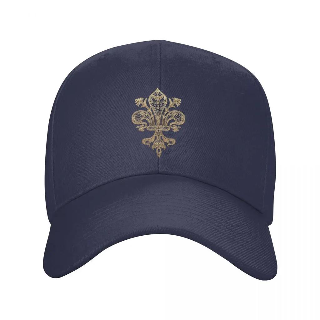 Personalisierte Goldfiligran Fleur De Lis Baseballkappe Sport Unisex Verstellbar FleurDeLys Lilienblüte Papa Hut Frühling