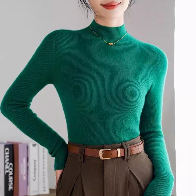 Women's Winter 2024 Seamless Slim High Neck Sweater