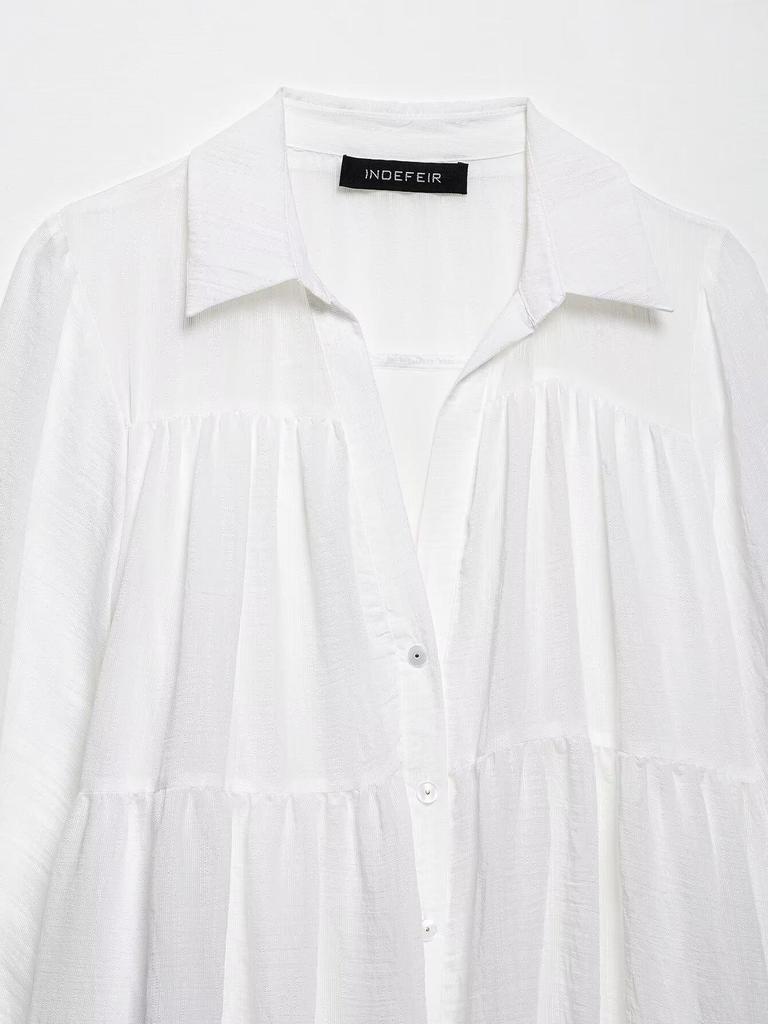 TAOP&ZA Spring/Summer Women's Loose Turn-Down Collar Long Sleeve Casual Dress
