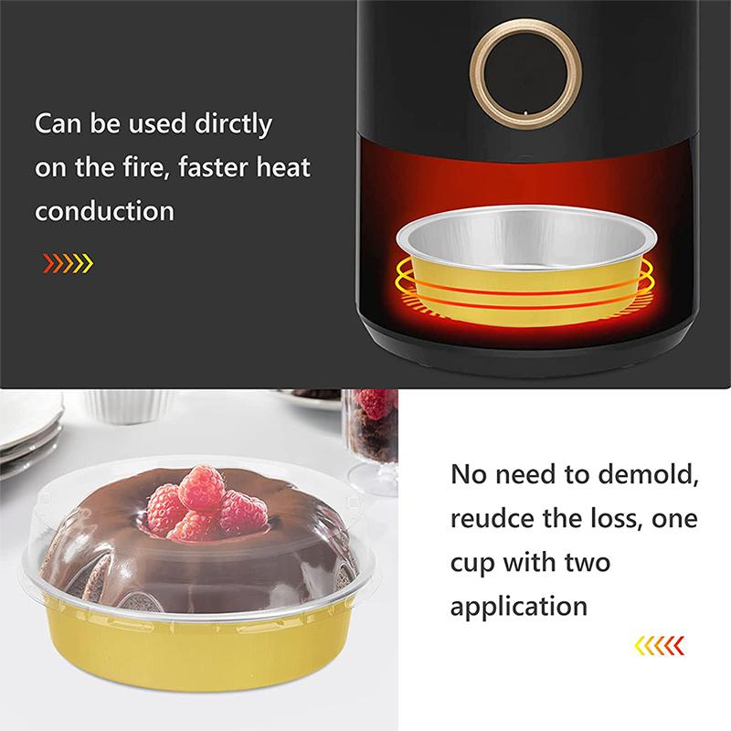 

10 шт 35 мл круглая алюминиевая фольга для выпечки мини-кексов запеченная чашка с пластиковой крышкой 10PCS