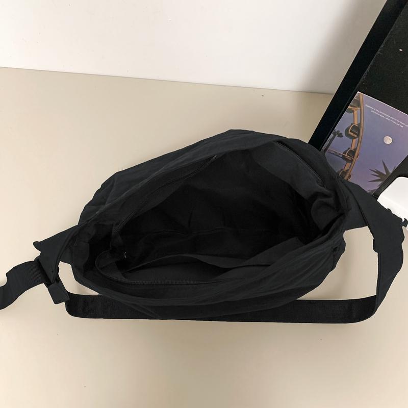 Nylon Crossbody Bag Men Women Casual Shoulder Bag with Front Pockets and Adjustable Strap