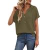 Jaro a léto Nové dámské topy Jednobarevné knoflíky Módní dámské krátké rukávy