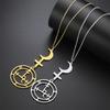  Mythical Goddess Sigil of Lilith Necklaces Stainless Steel Crescent Moon Cross Pendant Necklace Solomon Amulet Jewelry