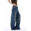 Light Blue Retro Fireworks Pattern High Waist Wide Leg Jeans for Women - Spring/Autumn 2026 Style, Floor-Length.
