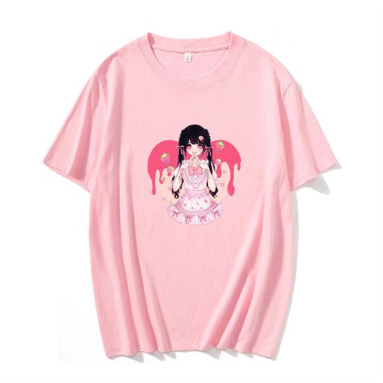 Japan Streetwear Pink Cute Cartoon College Sweet Girls Top Harajuku Summer Anime Fun Kawaii Casual Ulzzang Vintage Women T-shirt
