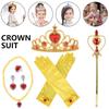6pcs/Set Princess Jewelry Christmas Celebration Party Dressing Crown Scepter Ring Necklace Cosplay Accessory Girl Birthday Gift